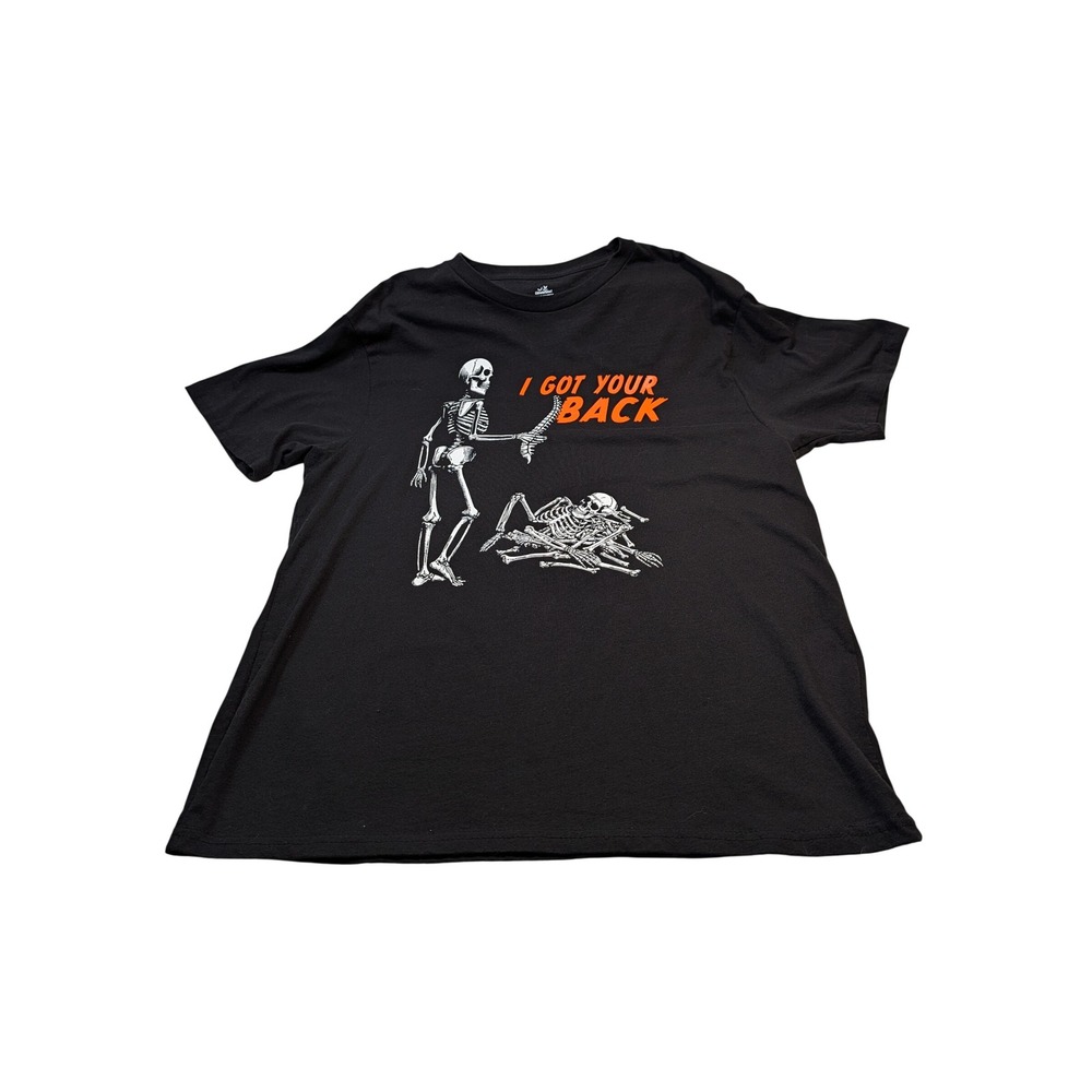 Way To Celebrate Mens I Got Your Back Skeleton Halloween T-Shirt XL Black